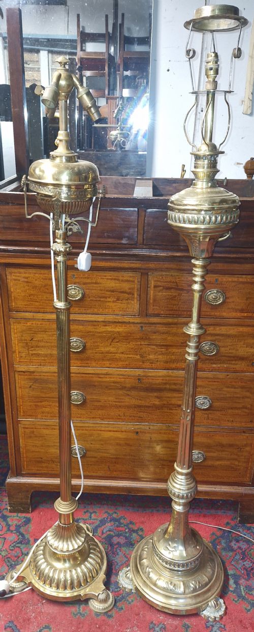 Matched Pair of Brass Lamp Standards