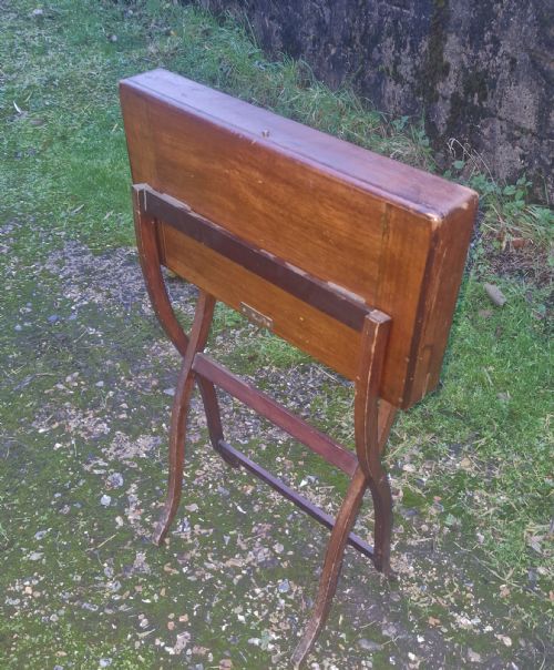 EDWARDIAN MAHOGANY FOLDING CAMPAIGN WRITING TABLE - ADDITIONAL PHOTO 1