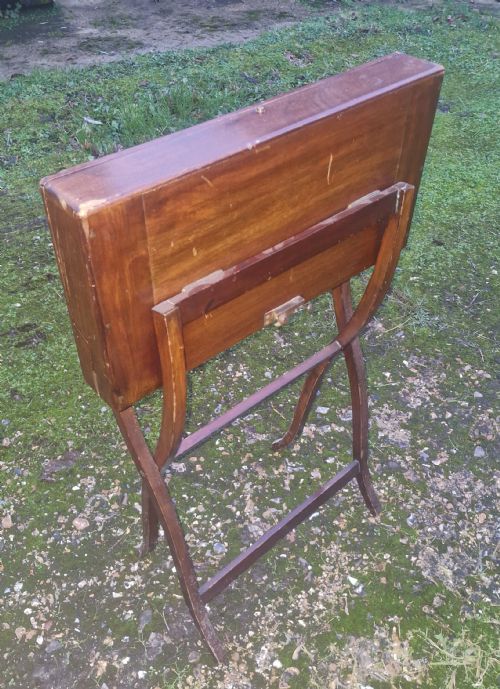 EDWARDIAN MAHOGANY FOLDING CAMPAIGN WRITING TABLE - ADDITIONAL PHOTO 2