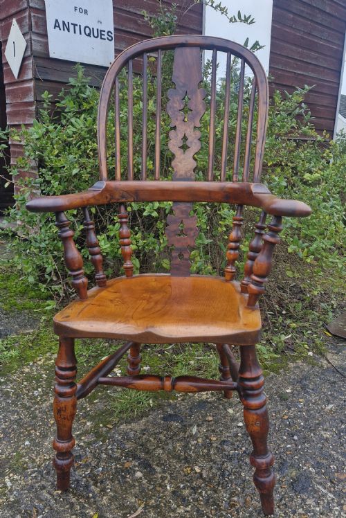 19th Century Yewwood High Back Windsor Armchair.