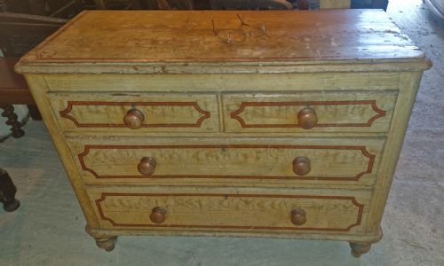 Victorian Decorated Pine Chest of Drawers .
