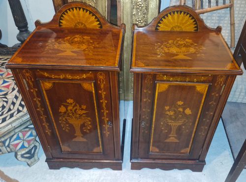 Pair of Edwardian Inlaid Mahogany Bedside Cabinets.