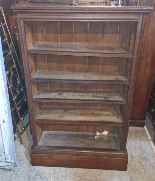 Edwardian Oak Open Front Bookcase.
