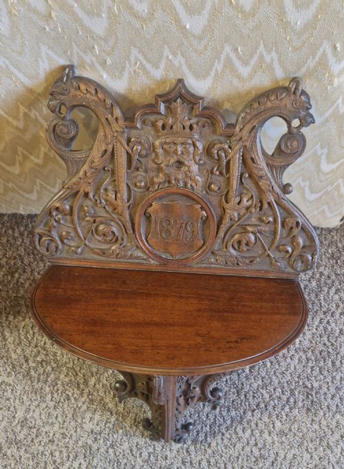 GOOD CARVED VICTORIAN CARVED MAHOGANY WALL BRACKET - ADDITIONAL PHOTO 2
