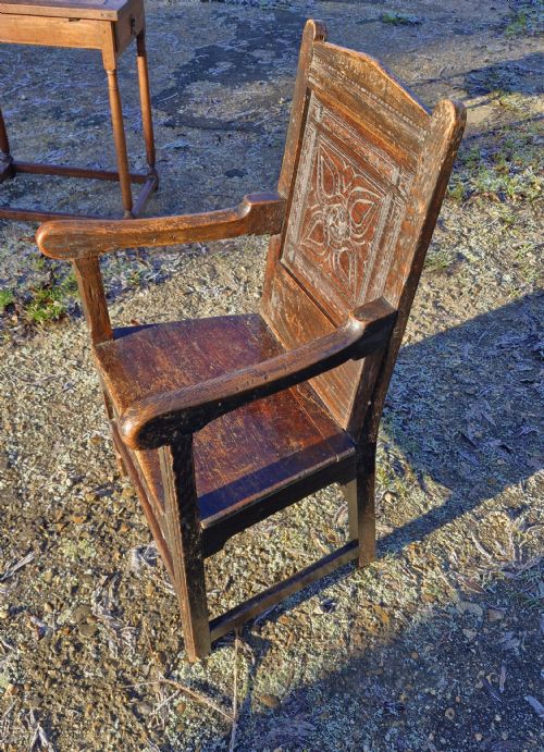 ANTIQUE CHILD'S WAINSCOT ARMCHAIR - ADDITIONAL PHOTO 5