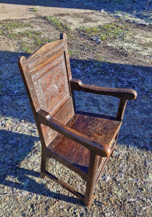 ANTIQUE CHILD'S WAINSCOT ARMCHAIR - ADDITIONAL PHOTO 7