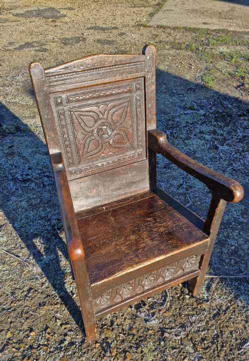 ANTIQUE CHILD'S WAINSCOT ARMCHAIR - ADDITIONAL PHOTO 8
