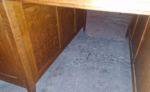LARGE LIGHT OAK PEDESTAL PARTNERS DESK IN THE STYLE OF HEALS - ADDITIONAL PHOTO 4