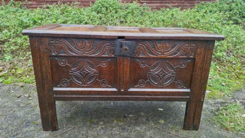 Early 18th Century Panelled Oak Coffer.