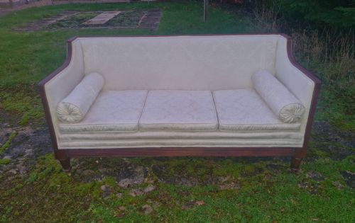 Large Mahogany Reeded Framed Country House Sofa.