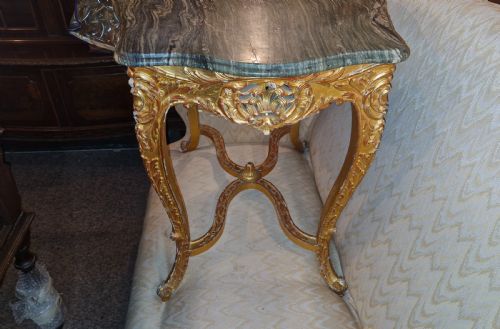 CARVED GILT FRAMED MARBLE TOP TABLE - ADDITIONAL PHOTO 8