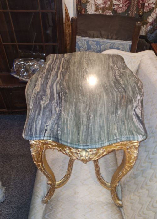CARVED GILT FRAMED MARBLE TOP TABLE - ADDITIONAL PHOTO 10