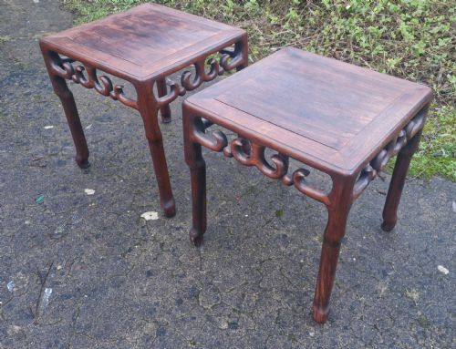 Pair of Chinese Hardwood Occasional Tables