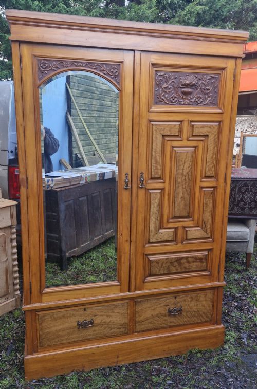 Useful Double Hanging Late Victorian Wardrobe.