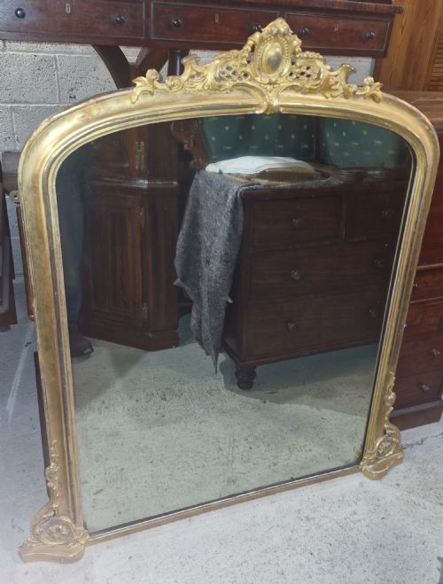 Victorian Gilt Framed Overmantel Mirror.