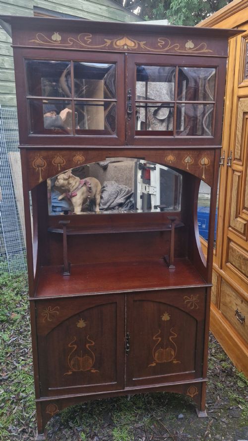 Art Nouveau Inlaid Mahogany Side Cabinet. 
