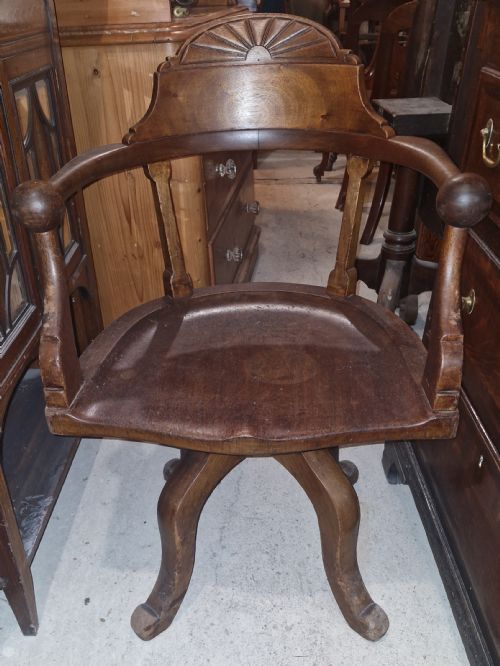 Victorian Mahogany Revolving Desk Armchair.