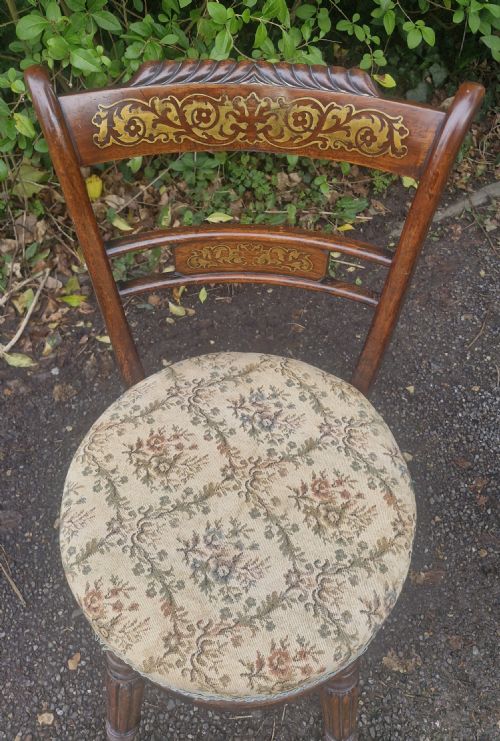 REGENCY BRASS INLAID ROSEWOOD AND SIMULATED ROSEWOOD MUSIC STOOL - ADDITIONAL PHOTO 3