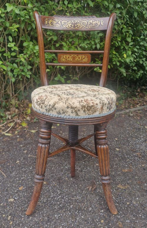 REGENCY BRASS INLAID ROSEWOOD AND SIMULATED ROSEWOOD MUSIC STOOL - ADDITIONAL PHOTO 4