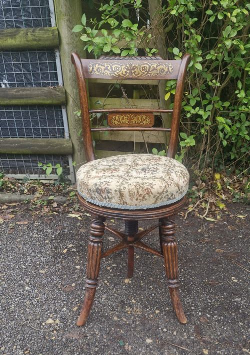 REGENCY BRASS INLAID ROSEWOOD AND SIMULATED ROSEWOOD MUSIC STOOL - ADDITIONAL PHOTO 6