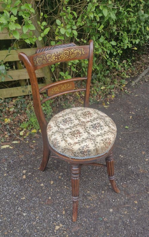 REGENCY BRASS INLAID ROSEWOOD AND SIMULATED ROSEWOOD MUSIC STOOL - ADDITIONAL PHOTO 7