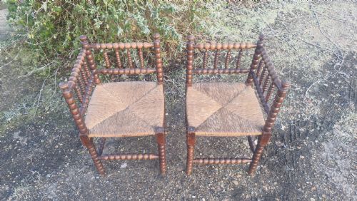 Pair of Bobbin Corner Chairs.