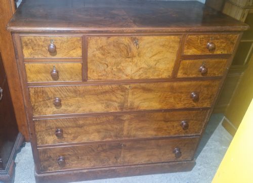 VICTORIAN BURR WALNUT CHEST OF DRAWERS - ADDITIONAL PHOTO 6