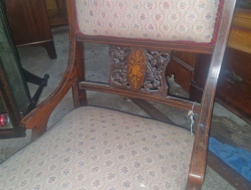 EDWARDIAN INLAID ROSEWOOD BEDROOM CHAIR - ADDITIONAL PHOTO 3