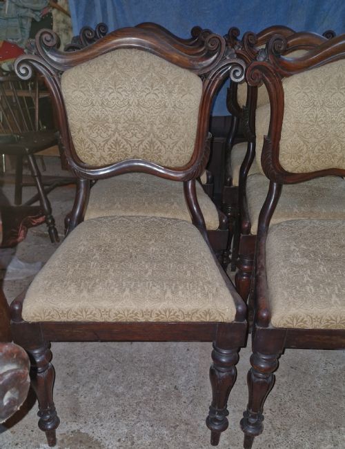 SET OF 6 EARLY VICTORIAN ROSEWOOD FRAMED DINING CHAIRS WITH REMOVABLE BACKS - ADDITIONAL PHOTO 5