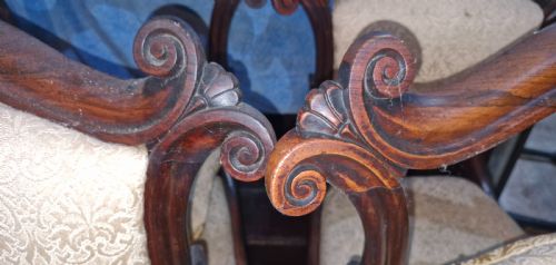 SET OF 6 EARLY VICTORIAN ROSEWOOD FRAMED DINING CHAIRS WITH REMOVABLE BACKS - ADDITIONAL PHOTO 13