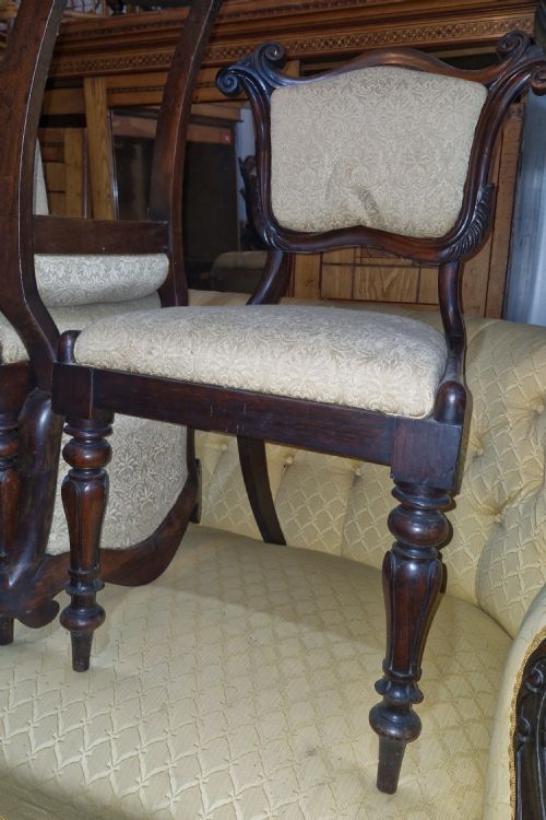SET OF 6 EARLY VICTORIAN ROSEWOOD FRAMED DINING CHAIRS WITH REMOVABLE BACKS - ADDITIONAL PHOTO 1