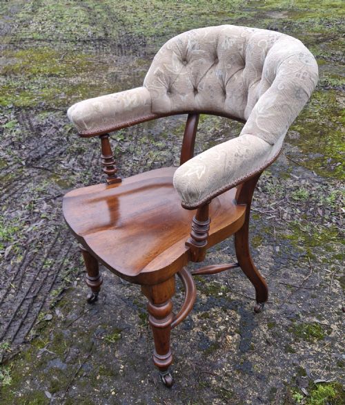GOOD SOLID VICTORIAN MAHOGANY DESK ARMCHAIR - ADDITIONAL PHOTO 2