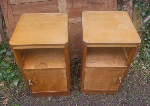 Pair of Art Deco Maple Bedside Cabinets.