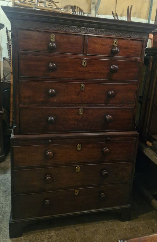 Georgian Mahogany Tallboy Chest on Chest with Slide.