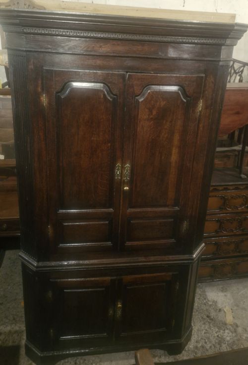 GEORGIAN OAK 2 PART CORNER CUPBOARD - ADDITIONAL PHOTO 8