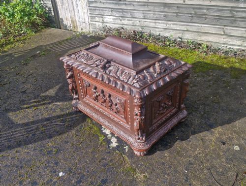 MID 19TH CENTURY CARVED OAK WINE COOLER - ADDITIONAL PHOTO 11
