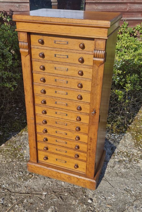 Victorian Oak 12 Drawer Wellington Chest.