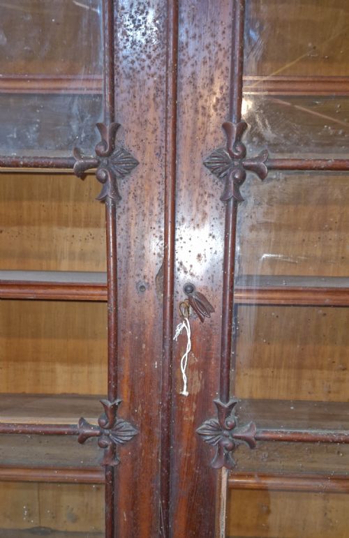EARLY VICTORIAN MAHOGANY SECRETAIRE BOOKCASE CABINET - ADDITIONAL PHOTO 8