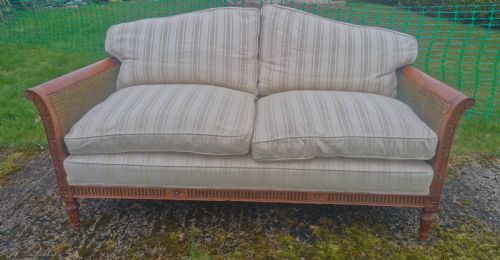 Edwardian Mahogany Bergere Sofa.