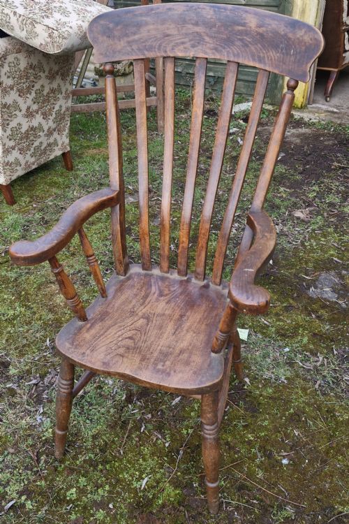 LATE VICTORIAN SLAT BACK WINDSOR ARMCHAIR - ADDITIONAL PHOTO 1