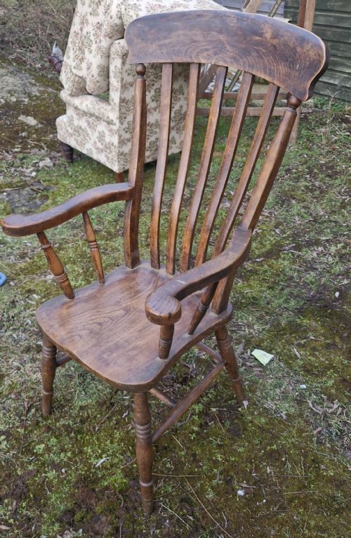 LATE VICTORIAN SLAT BACK WINDSOR ARMCHAIR - ADDITIONAL PHOTO 2