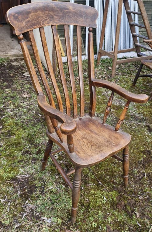 LATE VICTORIAN SLAT BACK WINDSOR ARMCHAIR - ADDITIONAL PHOTO 3