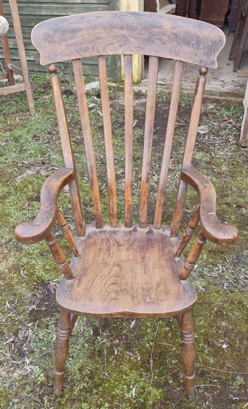 LATE VICTORIAN SLAT BACK WINDSOR ARMCHAIR - ADDITIONAL PHOTO 4