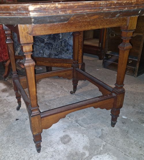 LATE VICTORIAN PARQUETRY TOP CENTURY HALL TABLE - ADDITIONAL PHOTO 4