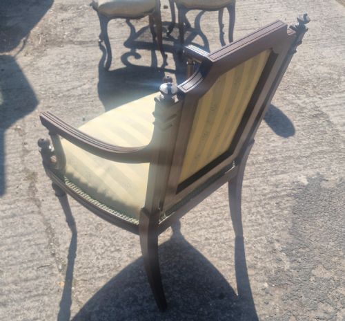 ELEGANT EDWARDIAN UPHOLSTERED OPEN ARMCHAIR - ADDITIONAL PHOTO 1