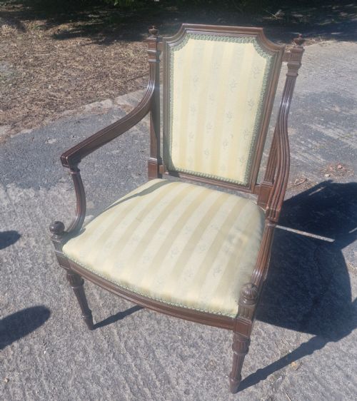 ELEGANT EDWARDIAN UPHOLSTERED OPEN ARMCHAIR - ADDITIONAL PHOTO 5