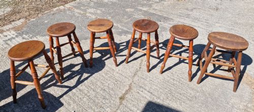 6 Late Victorian Elm Top Stools