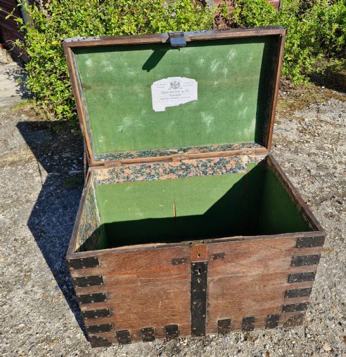 VICTORIAN OAK AND METAL BOUND SILVER CHEST - ADDITIONAL PHOTO 4