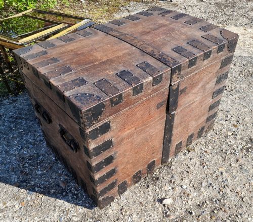 VICTORIAN OAK AND METAL BOUND SILVER CHEST - ADDITIONAL PHOTO 7