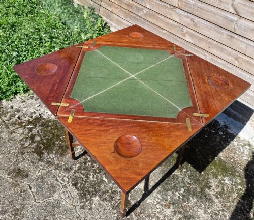 EDWARDIAN INLAID MAHOGANY ENVELOPE GAMES TABLE - ADDITIONAL PHOTO 1